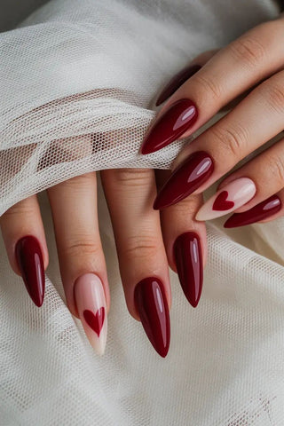 Maroon love  Press on nail