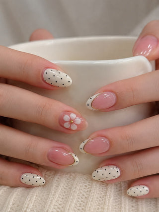 Butter yellow polka in small oval shape