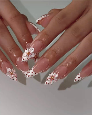 3 D nail art with Effects polka in Long Almond shape