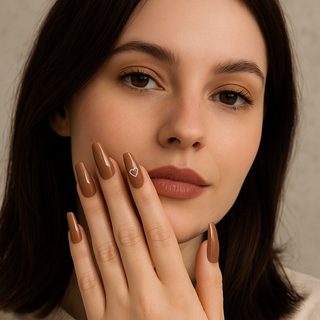 Classic Love Brown Press-On Nails